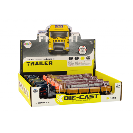 Wood Truck Blue Truck Trailer 1:24 Wood Logs Sounds Lights