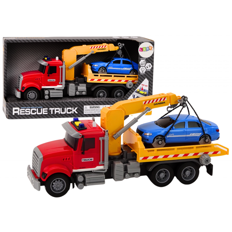 Kraanaga puksiirauto, mille tuled põlevad