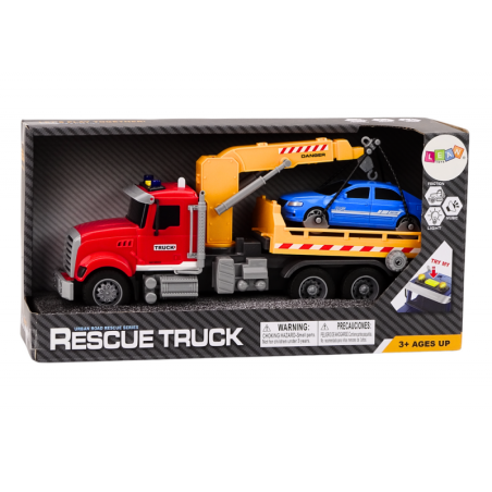 Kraanaga puksiirauto, mille tuled põlevad