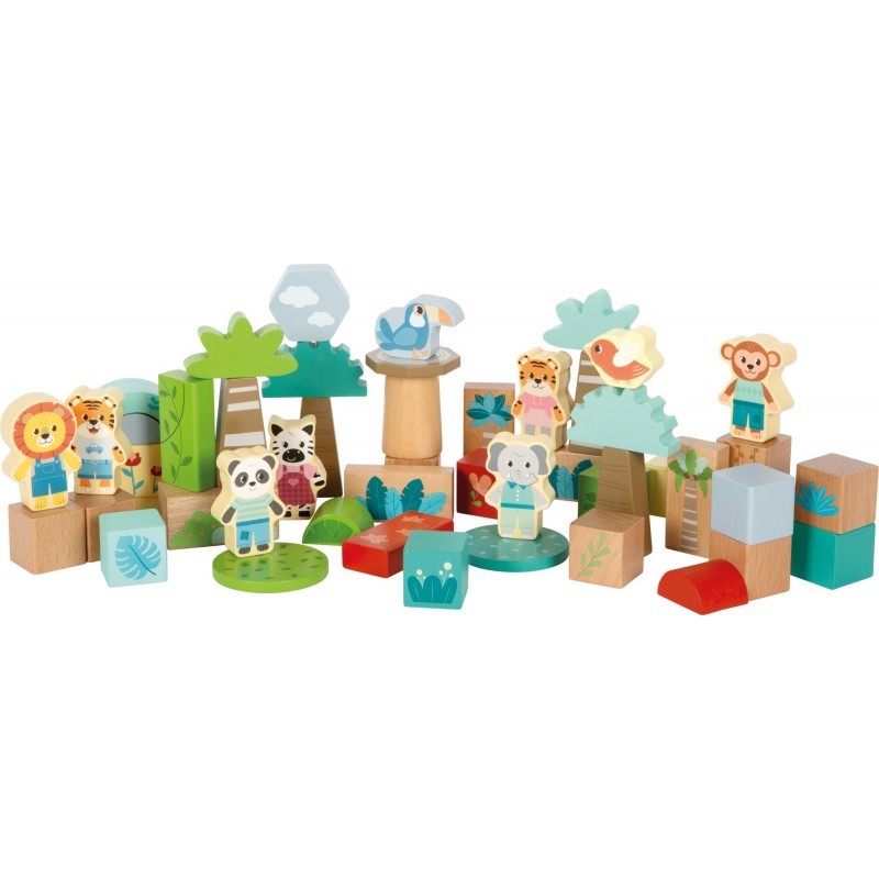 Puidust ehitusklotsid "Džungli sõbrad"