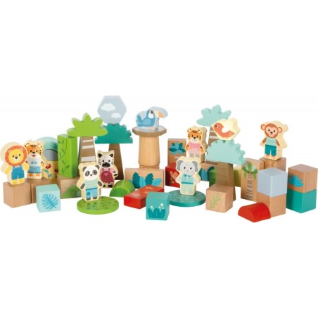 Puidust ehitusklotsid "Džungli sõbrad"