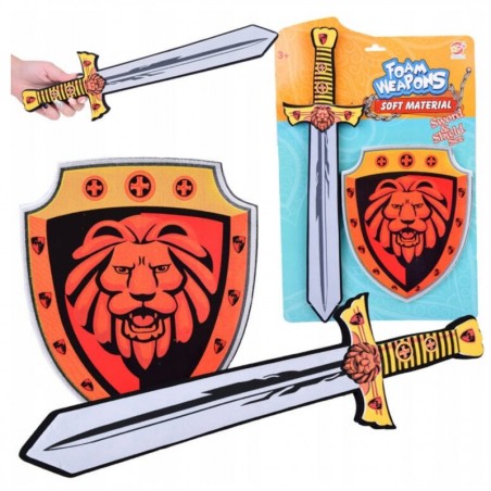 Knight Set Shield Sword Foam Lion Emblem 2tk
