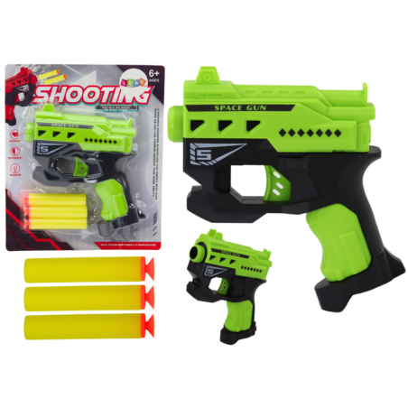 Laste väike mängurelv iminapaga vahtpadrunitega, roheline