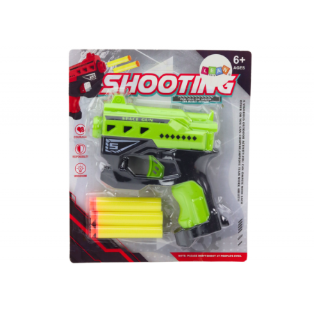 Laste väike mängurelv iminapaga vahtpadrunitega, roheline