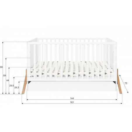 Lotta latte võrevoodi/väikelapse voodi 70x140 sahtliga