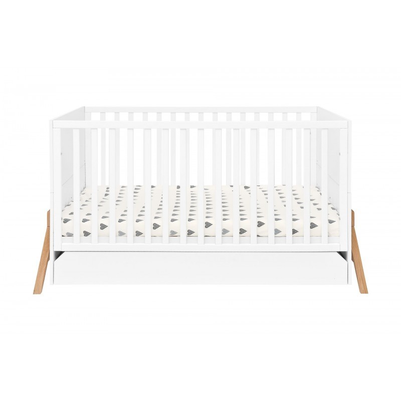 Lotta snow valge võrevoodi/väikelapse voodi 70x140 sahtliga