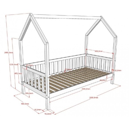 CABANE majavoodi äärega 90 X 200 CM valge