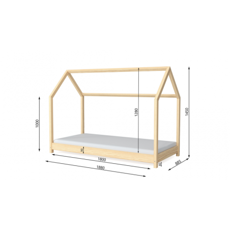 Voodi bella 80x180 cm, naturaalne