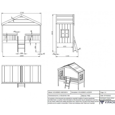 Majavoodi House redeliga 90x200 cm valge