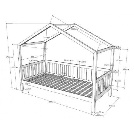 Majavoodi Dallas äärtega 90x200 cm, valge