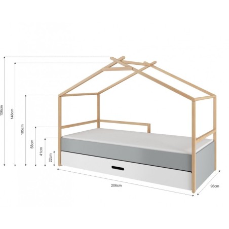 Tipi majavoodi 90x200 cm sahtliga