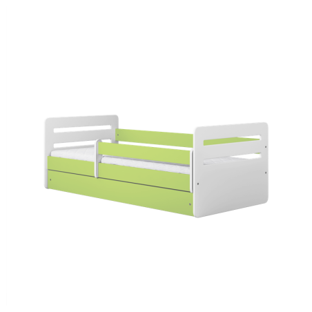 Voodi Tomi 80x180 cm, sahtli ja madratsiga, roheline/valge