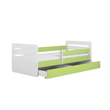 Voodi Tomi 80x160 cm, sahtli ja madratsiga, roheline/valge