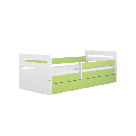 Voodi Tomi 80x140 cm, sahtli ja madratsiga, roheline/valge