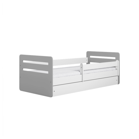 Voodi Tomi 80x160, sahtli ja madratsiga, hall/valge