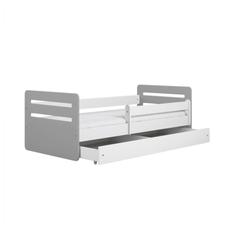 Voodi Tomi 80x160, sahtli ja madratsiga, hall/valge