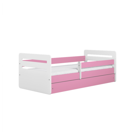 Voodi Tomi 80x180, sahtli ja madratsiga, roosa/valge