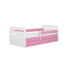 Voodi Tomi 80x180, sahtli ja madratsiga, roosa/valge