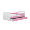 Voodi Tomi 80x160 cm, sahtli ja madratsiga, roosa/valge