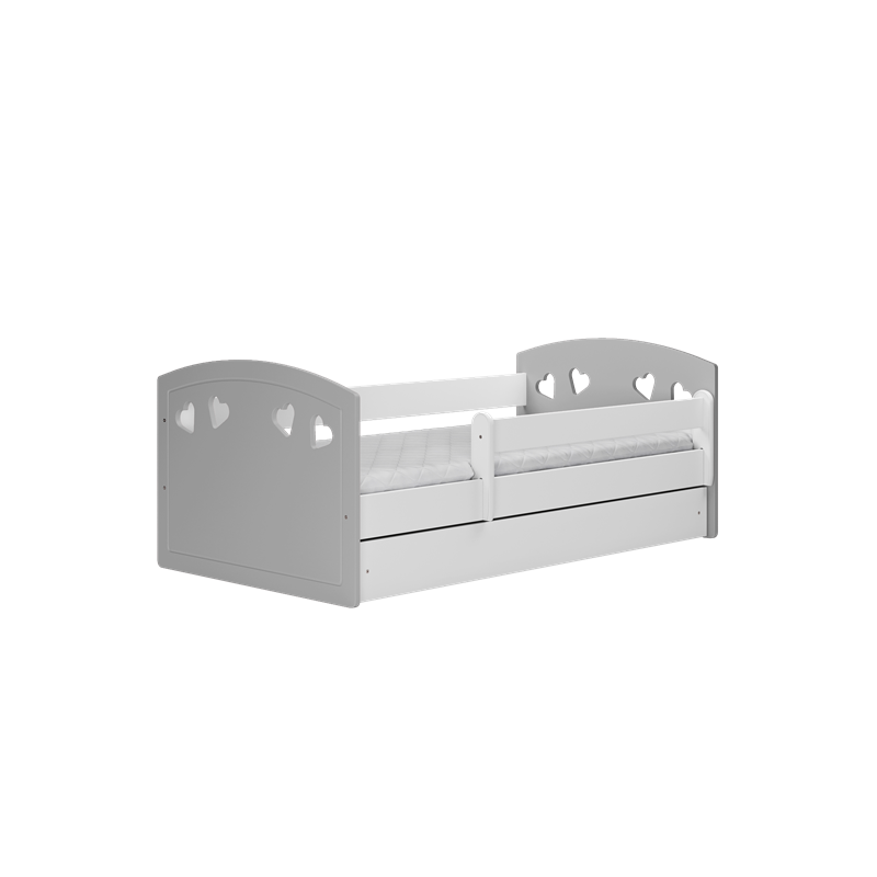 Voodi Julia 80x140 cm, sahtli ja madratsiga, hall/valge