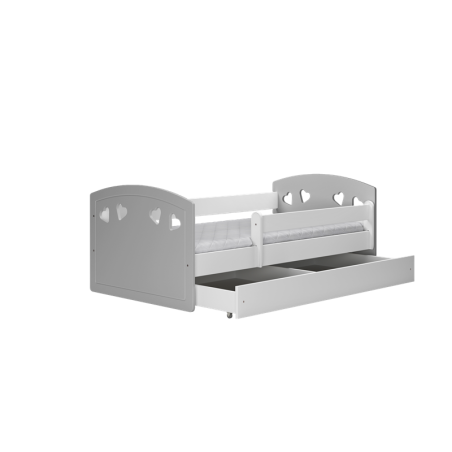 Voodi Julia 80x140 cm, sahtli ja madratsiga, hall/valge