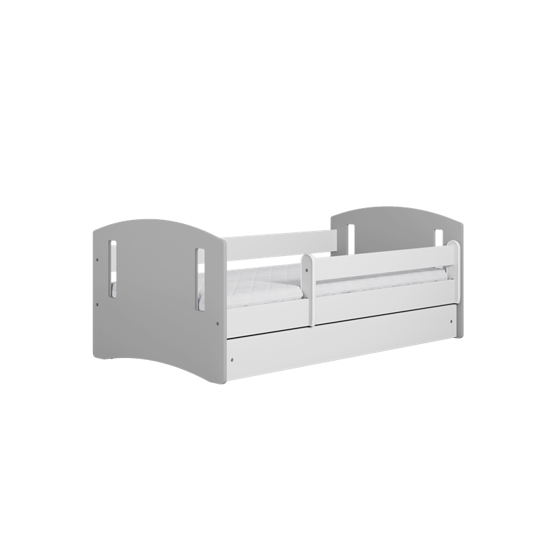 Voodi classic 80x160 cm, sahtli ja madratsiga, hall/valge