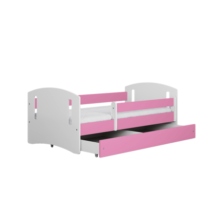 Voodi classic 80x180 cm, sahtli ja madratsiga, roosa/valge