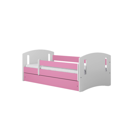 Voodi classic 80x180 cm, sahtli ja madratsiga, roosa/valge