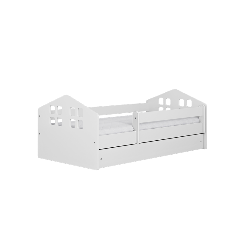 Voodi Kacper 80x180 cm, sahtliga ja madratsiga, valge