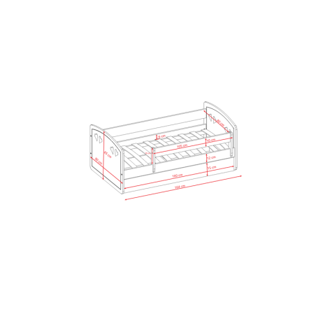 Voodi Julia 80x160 cm, sahtli ja madratsiga, valge