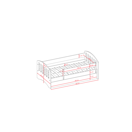 Voodi classic 80x180 cm, sahtli ja madratsiga, valge