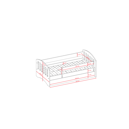 Voodi Classic 80x140 cm, sahtli ja madratsiga, valge
