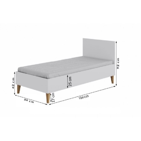 Voodi kubi 80x180 cm, valge