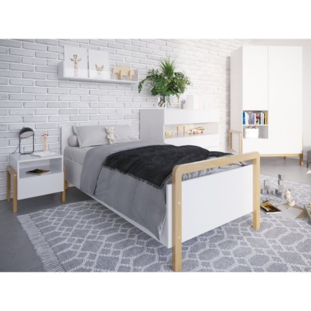 Voodi Victor 80x180 cm, koos madratsiga, valge