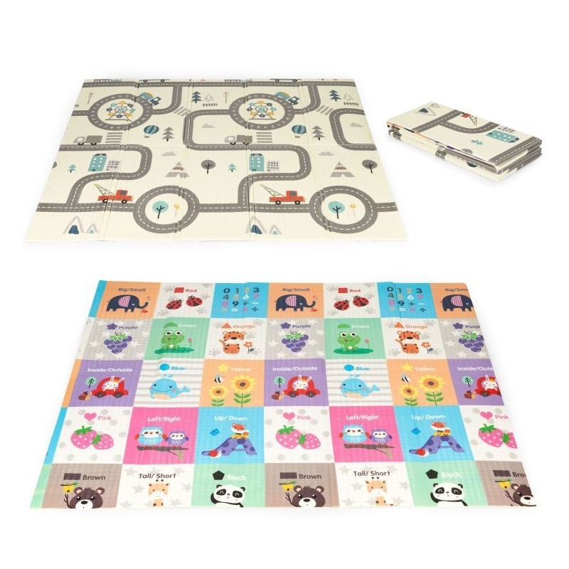 Hariv kahepoolne mängumatt vahtmaterjalist, 178x198 cm, kokkupandav, suur, kotiga