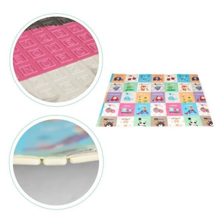 Hariv kahepoolne mängumatt vahtmaterjalist, 178x198 cm, kokkupandav, suur, kotiga