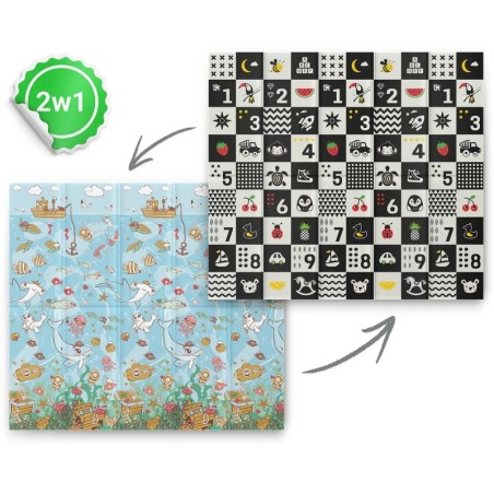 Hariv kokkupandav vahtmatt 200 x 180 x 1 cm ookeaninumbrid