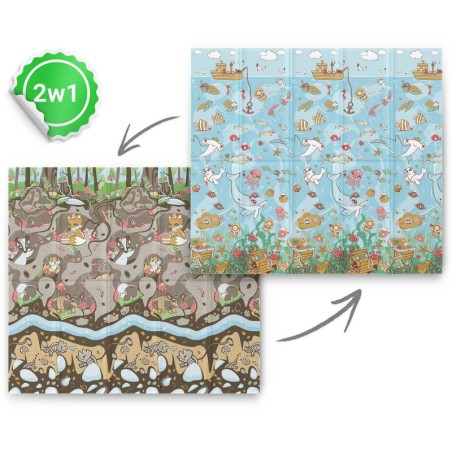 Hariv kokkupandav vahtmatt 200 x 180 x 1 cm ookean-maa