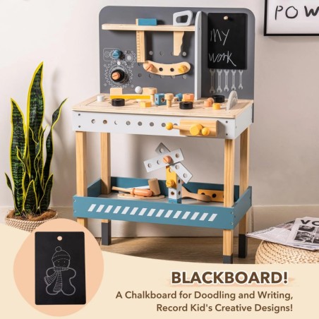 Puidust tööriistapink tööriistadega