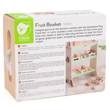 CLASSIC WORLD Puidust puuviljade komplekt korvis 6 tk.