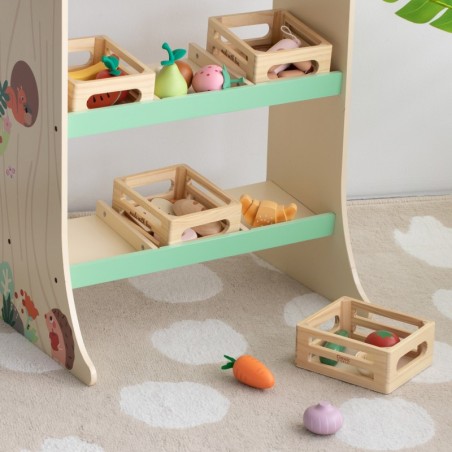 CLASSIC WORLD Puidust köögiviljade komplekt korvis 6 tk.