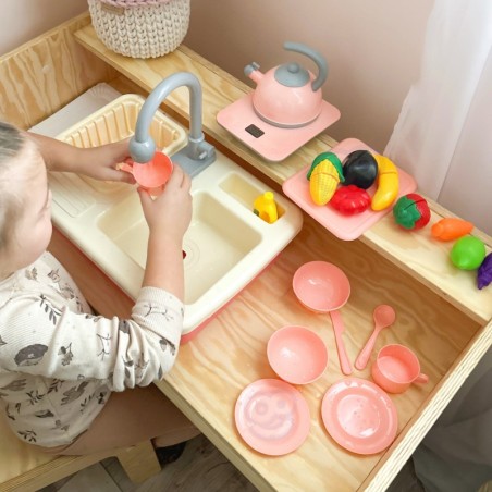 2-in-1 köögivalamu koos veekraaniga, roosa