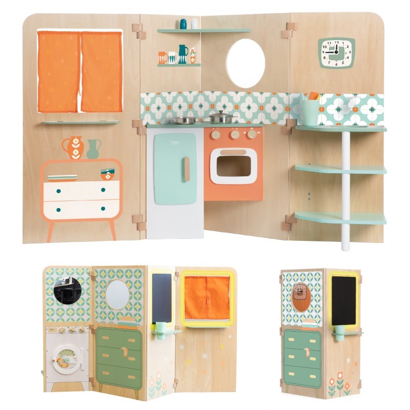 CLASSIC WORLD Multifunktsionaalne mängumaja köögiga, pikendatav XXL