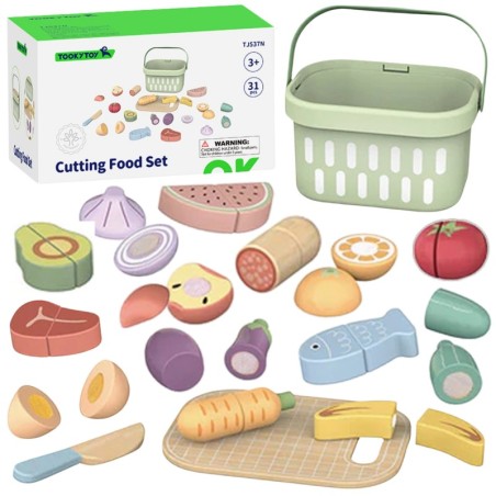 TOOKY TOY Puidust toiduköögiviljade puuviljakomplekt