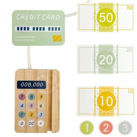 Puidust kassaaparaat lisatarvikutega 23 tk FSC