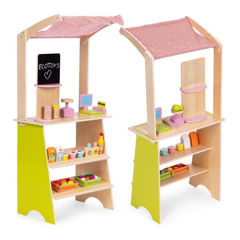 Suur puidust laste poelett terminali ja kaaluga, puu- ja köögiviljad, 20 osa