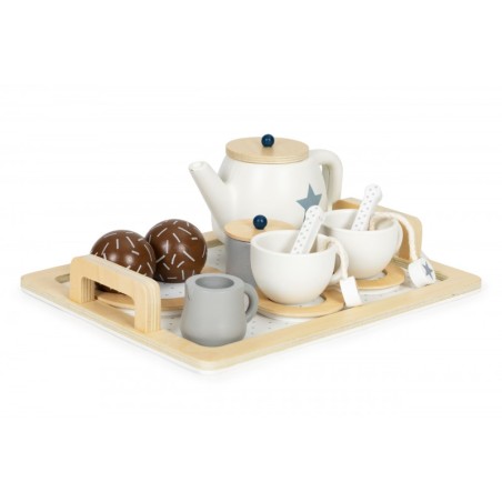 Puidust teekomplekt, kann, tassid, 17 elementi