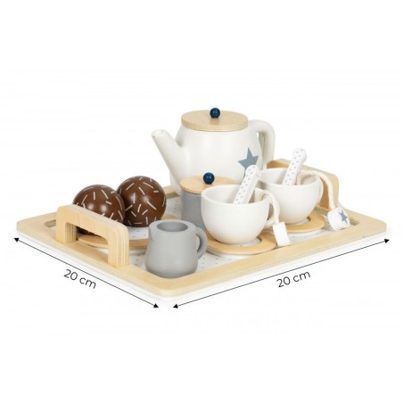 Puidust teekomplekt, kann, tassid, 17 elementi