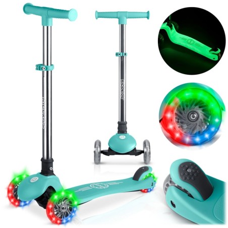 Ricokids Glow kolmerattaline tõukeratas, pimedas helendav - türkiissinine