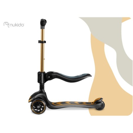Kolmerattaline tõukeratas lastele tasakaalustava istmega Nukido Flippo - kuldne